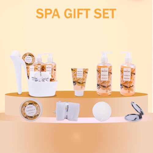 Luxury Spa Gifts for Women – 8 Pc Vanilla Scented Bath and Body Set with Bubble Bath, Lotion & More – Luxury Self Care Kit for Wife, Mom, Girlfriend, Birthday Gifts for Women by Draizee - Image 7