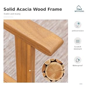 MFSTUDIO 5 Pieces Wood Patio Dining Set, Outdoor Teak Patio Table Chairs Set for 4, Square Acacia Wood Patio Table, 4 x Acacia Wood Patio Chairs with Woven Rattan Design for Garden, Backyard MFSTUDIO 5 Pieces Wood Patio Dining Set Outdoor Teak Patio Table Chairs Set for 4 Square Acacia Wood Patio Table 4 x Acacia Wood Patio Chairs with Woven Rattan Design for Garden Backyard
