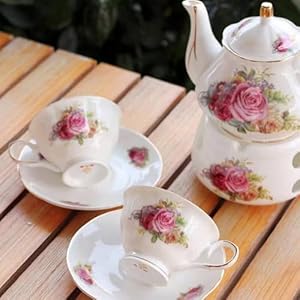 Ceramic Coffee Tea Gift Sets European Luxury Tea Set Suitable as A Gift for MotherS Day Birthday Christmas and Gatherings Noble Rose