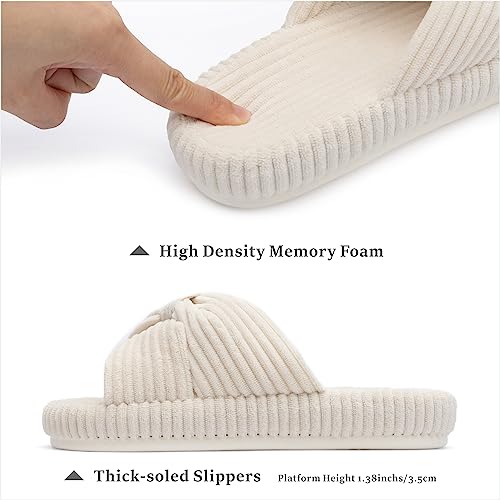 Chantomoo Slippers for Women Memory Foam House Bedroom Corduroy Bow Crossbands Slide Slipper Shoes Comfy Trendy Gift Slippers - Image 3