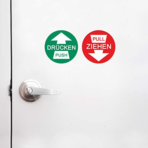 5x Drücken 5x Ziehen Aufkleber Ø 7cm Sticker Hinweiszeichen Gebotszeichen Schild mit UV Schutz für Außenbereich Innenbereich von STROBO – Bild 5