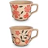   Floral-Mug-12-oz-Ceramic-Coffee-Cup-for-Tea-Latte-Cappuccino-Unique-Crackle-Glaze-Stoneware-Teacup-with-Large-Handle-Set-of-2-Red-Set