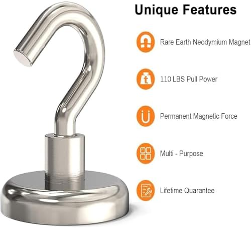 Professional 110 lbs Magnetic Hooks for IndoorOutdoor Use