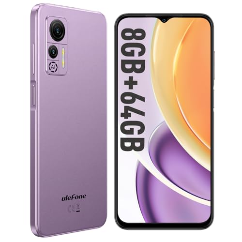 Ulefone Smartphone ohne vertrag, Note 14 Pro 64GB+8GB /128GB Erweiterbar Handy Günstig 4500mAh 6,52 Zoll Bildschirm 13MP+5MP Kamera Android 12 4G Dual SIM 3 Karte Slots Face ID GPS OTG Type-C-Violett