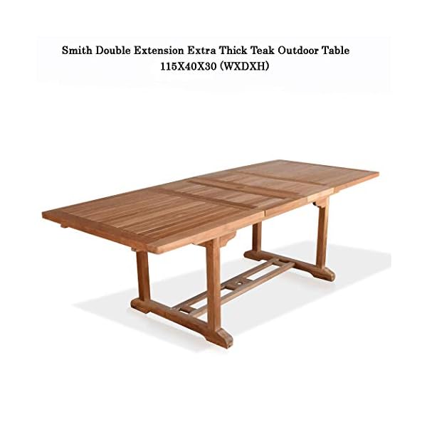   New-11pc-Indonesian-Grade-A-Teak-Outdoor-Dining-Set-Extra-Thick-Rectangle-Double-Extension-Teak-Table-118x40-10-Java-Teak-Stacking-Dining-Chairs-Fine-Sanded-Natural-Finish