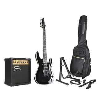 J & D 9051 See Thru Black + MA15 – Pack guitare electrique-Set - Les Beatles, Paul McCartney, John Lennon, RIngo Starr, George Harrison