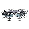 Hanover Montclair 11 Piece Patio Dining Set with 10 Swivel Rocker Chairs Accent Lumbar Pillows and 84×60 Steel Stamped Rectangular Table Large Outdoor Patio Dining Set for 10 Ocean Blue
