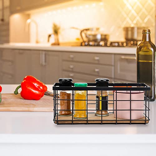 TIEYIPIN-Farmhouse-Decor-Metal-Wire-Storage-Baskets-Wood-Base-Containers-Organizing-Basket-Caddy-Bin-for-Kitchen-Cabinets-Bathroom-Pantry-Garage-Laundry-Room-Closets-Small-Black-Set-of-3 TIEYIPIN Farmhouse Decor Metal Wire Storage Baskets Wood Base Containers Organizing Basket Caddy Bin for Kitchen Cabinets Bathroom Pantry Garage Laundry Room Closets Small Black Set of 3