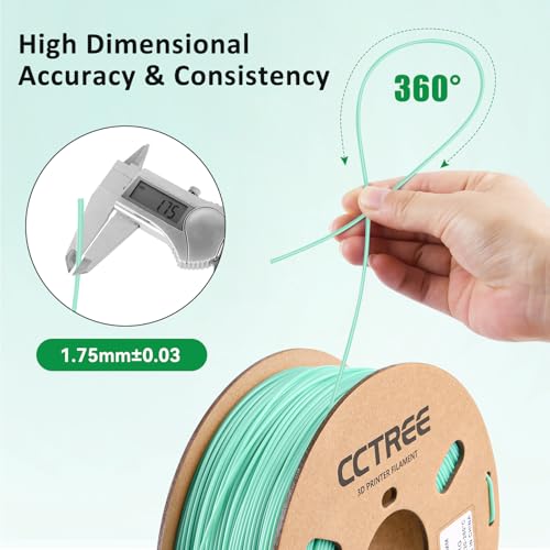 CCTREE PETG 3D Drucker Filament 1,75 mm, Ausgezeichnete Zähigkeit, Maßgenauigkeit +/- 0.03mm, 1kg Spule (2.2lbs), für most FDM 3D Drucker, Teal – Bild 5