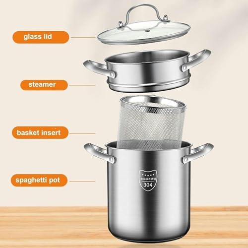 Stainless Steel Pasta Pot with Glass Lid Set