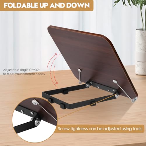 MSDADA Hölzern Leseständer Buchständer Kochbuchhalter Buchstütz, Faltbar und Tragbar, Halterbrett aus Bambus für Noten Rezepten iPads Laptops(Braun) – Bild 5