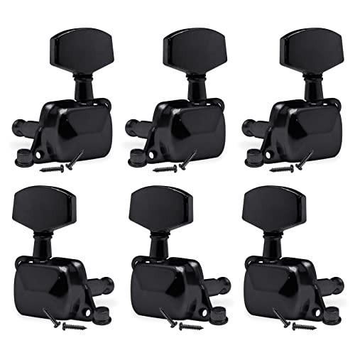 SAPHUE Lot de 3 + 3 mécaniques d’accordage semi-fermées pour guitare acoustique ou électrique (noir) - Les Beatles, Paul McCartney, John Lennon, RIngo Starr, George Harrison SAPHUE Lot de 3 + 3 mécaniques d'accordage semi-fermées pour guitare acoustique ou électrique (noir)