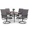 Phi villa outdoor patio dining set for 4 5 piece patio table chairs set clearance with 4 swivel chairs 1 metal table all weather patio dining furniture set for deck lawn garden  urban country home decor