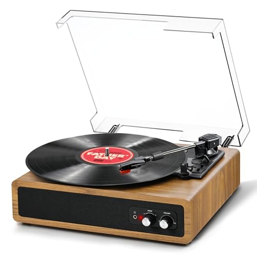 FYDEE Platine Vinyle Bluetooth Récepteur & Émetteur, Tourne-Disque Rétro à 3 Vitesses 33/45/78 TR/Min, Haut-Parleurs Stéréo Intégrés, RCA, AUX, Bois Naturel - Les Beatles, Paul McCartney, John Lennon, RIngo Starr, George Harrison FYDEE Platine Vinyle Bluetooth Récepteur & Émetteur, Tourne-Disque Rétro à 3 Vitesses 33/45/78 TR/Min, Haut-Parleurs Stéréo Intégrés, RCA, AUX, Bois Naturel