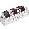 Namalu Wooden Tea Bag Organizer Small Whitewashed Tea Box with Handle and 3 Compartments Farmhouse Mini Tea Bag Holder Divided Chest Countertop Container for Coffee Bar Beverage Supplies