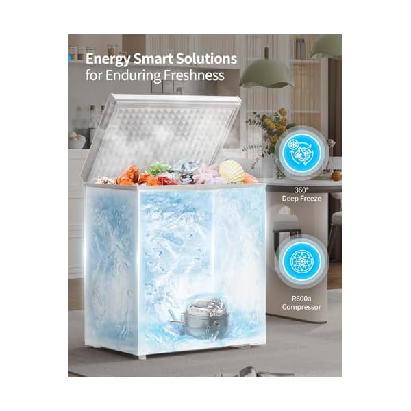   TABU-70-Cubic-Feet-Chest-FreezerTop-Opening-Deep-Freezer-with-Removable-Basket-Freestanding-Compact-Chest-Deep-Freezer-with-7-Level-Adjustable-Thermostat-White-70-CuFt