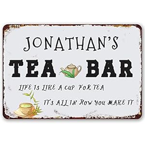 Personalized Tea Bar Sign Coffee Bar Sign for Home Bar Decor Coffee Cup Wall Art Decor Farmhouse Wall Decor for Kitchen Coffee and Tea Bar Metal Wood Sign