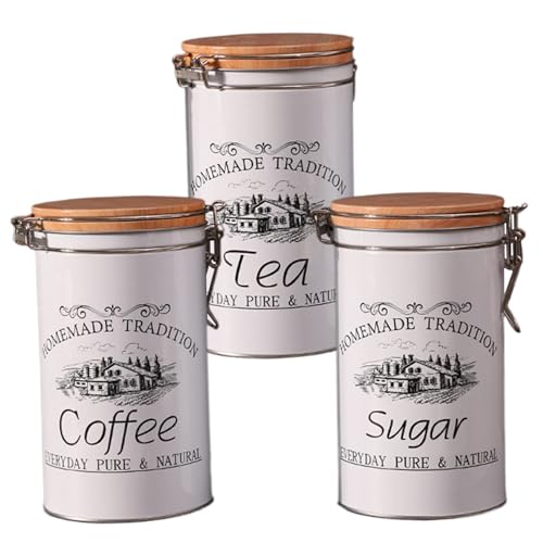 Tea-Coffee-Sugar-Canisters-Set-of-3-Coffee-Tea-Sugar-Containers-Metal-Tea-Coffee-Sugar-Jars-with-Airtight-Sealed-Bamboo-Lid-Canisters-Sets-for-The-Kitchen-Coffee-Tea-Sugar-Container-Set Tea Coffee Sugar Canisters Set of 3 Coffee Tea Sugar Containers Metal Tea Coffee Sugar Jars with Airtight Sealed Bamboo Lid Canisters Sets for The Kitchen Coffee Tea Sugar Container Set
