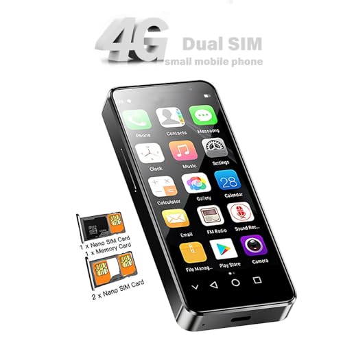 Hipipooo Mini-Smartphone, entsperrt, 4G-Handy, 4,0 Zoll, Dual-SIM, 2600 mAh Akku, 5 MP + 8 MP Kamera, OTG, Gesichtserkennung, Octa-Core Android 12 Backup-Telefon, 4 GB + 128 GB (XS16Pro-Schwarz) – Bild 6