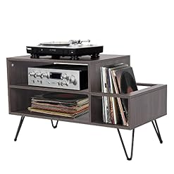 ybaymy Support de tourne-disque 86,5 x 46 x 53 cm en bois avec rangement pour 200 albums, table pour salon, bureau, chambre à coucher - Les Beatles, Paul McCartney, John Lennon, RIngo Starr, George Harrison