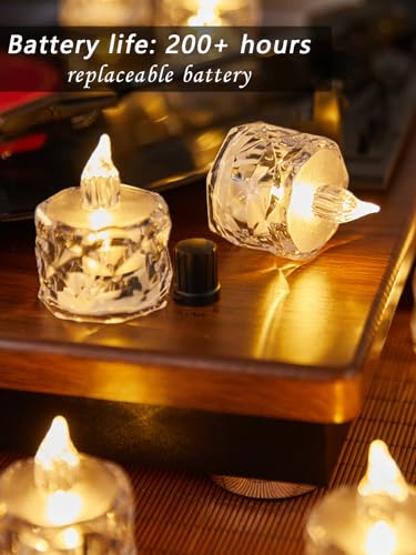AYMXZT 24pcs Flashing Battery Powered LED Votive Tea Candles, Realistic Electronic Fake Candles for Birthday Gifts for Women Mom Grandma Mother's Day Decoration - Image 5