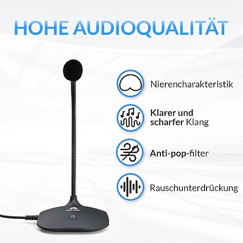 KLIM Talk USB - Standmikrofon PC und Mac - Kompatibel mit jedem Computer - Professionelles USB Mikrofon- High Definition Audio USB Microphone 2024 - Schwarz – Bild 4