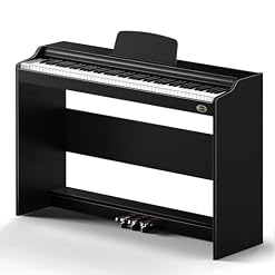 Rosen P35 Piano numérique 88 touches pour débutant avec support de meubles, piano électrique portable noir, unité à 3 pédales - Les Beatles, Paul McCartney, John Lennon, RIngo Starr, George Harrison