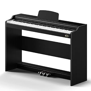 Rosen P35 Piano numérique 88 touches pour débutant avec support de meubles, piano électrique portable noir, unité à 3 pédales - Les Beatles, Paul McCartney, John Lennon, RIngo Starr, George Harrison