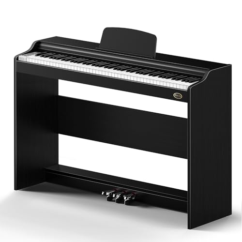 Rosen P35 Piano numérique 88 touches pour débutant avec support de meubles, piano électrique portable noir, unité à 3 pédales - Les Beatles, Paul McCartney, John Lennon, RIngo Starr, George Harrison Rosen P35 Piano numérique 88 touches pour débutant avec support de meubles, piano électrique portable noir, unité à 3 pédales