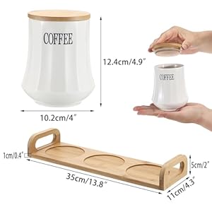 JUXYES Set of 3 Ceramic Canisters Set for Sugar Coffee Tea, Luxurious Storage Containers Sets with Serving Tray Decorative Storage Pots White Ceramic Storage Jar for Kitchen Counter Dining Room JUXYES Set of 3 Ceramic Canisters Set for Sugar Coffee Tea Luxurious Storage Containers Sets with Serving Tray Decorative Storage Pots White Ceramic Storage Jar for Kitchen Counter Dining Room