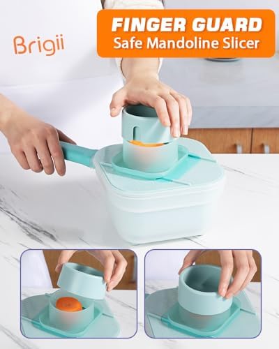 Brigii Vegetable Chopper with 3 Blades and Garlic Plate Grater - Blue