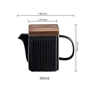 Square Tea Sets Black Porcelain Ceramic Teapot 21oz Coffee Serving Pot Tea Set with Stainless Steel Infuser Wood Lid for Flower Tea Coffee, Matte White Black (Black pot) Square Tea Sets Black Porcelain Ceramic Teapot 21oz Coffee Serving Pot Tea Set with Stainless Steel Infuser Wood Lid for Flower Tea Coffee Matte White Black Black pot