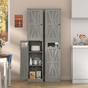   Vabches-Tall-Bathroom-Cabinet-Slim-Bathroom-Storage-Cabinet-with-Adjustable-Shelves-and-2-Doors-Narrow-Floor-Storage-Cabinet-for-Bathroom-Kitchen-Living-Room-Rustic-Grey