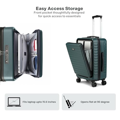 Image of THE ASSEMBLY Polycarbonate Luggage Set Of 3 - Checkin (65 & 75 Cms) & Cabin (55 Cms) Hardsided Spinner Trolley Bags For Travel With Keyless Tsa Lock- Forest Green-Starkpro