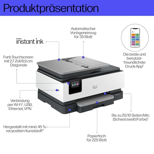 HP OfficeJet Pro 8132e Wireless All-in-One Colore Stampante, Instant Ink; Stampa fronte/retro (HP Officejet Pro 8132e All-in-One - mu) – Bild 4