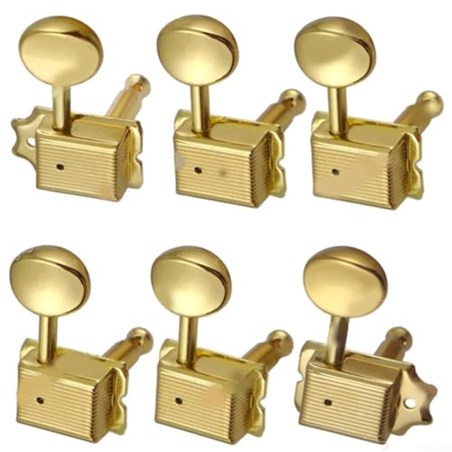 ST Lot de 6 mécaniques d’accordeur pour guitare électrique, finition argentée de qualité supérieure, design à trou ouvert, doré - Les Beatles, Paul McCartney, John Lennon, RIngo Starr, George Harrison ST Lot de 6 mécaniques d'accordeur pour guitare électrique, finition argentée de qualité supérieure, design à trou ouvert, doré