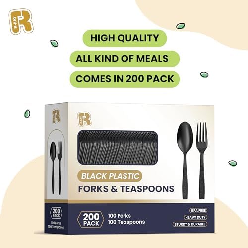 Sturdy Black Plastic Mixing Spoon Set