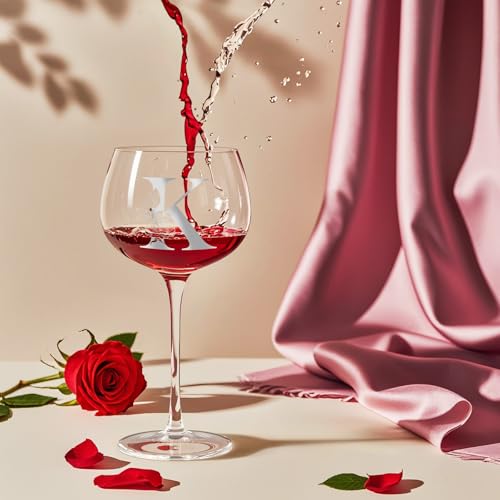 Personalized Gifts for Women, Monogrammed A-Z Wine Glass Customized Gift, Unique Christmas Birthday Gifts for Women Her Mom Friend Sister Wife Daughter Nurse (K) - Image 5