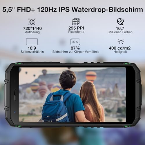 DOOGEE S41T Outdoor Handy Ohne Vertrag (2024), 6300 mAh, 8GB RAM+64GB Octa Core Android 13, Handy Wasserdicht Outdoor Smartphone 5.5" HD+ IP68/P69K,3MP+ 8MP, 4G Dual SIM NFC/OTG/GPS – Bild 3