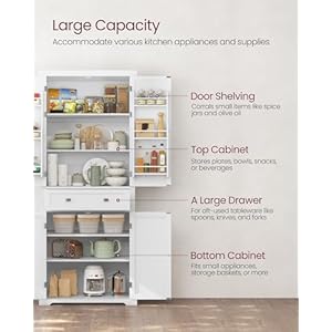 VASAGLE Pantry Cabinet, 15.7 x 30 x 71.7 Inches, Freestanding Tall Cupboard Storage Cabinet with a Drawer, 2 Cabinets, 4 Adjustable Shelves, 6 Door Shelves, Living Room, Kitchen, White UBBC561P31V2 VASAGLE Pantry Cabinet 157 x 30 x 717 Inches Freestanding Tall Cupboard Storage Cabinet with a Drawer 2 Cabinets 4 Adjustable Shelves 6 Door Shelves Living Room Kitchen White UBBC561P31V2