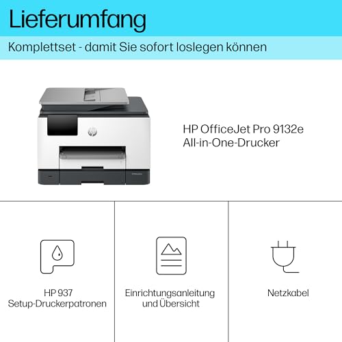 HP OfficeJet Pro 9132e Multifunktionsdrucker, 6 Monate gratis drucken mit HP Instant Ink inklusive, HP+, Drucker, Scanner, Kopierer, Fax, WLAN, LAN, Duplex, Airprint, Grau-Weiß – Bild 5