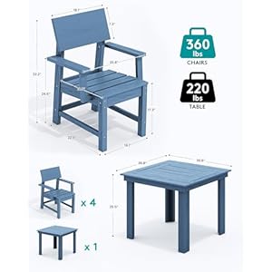   SERWALL-HDPE-Outdoor-Dining-Set-37-inch-Square-Table-and-Chairs-Set-All-Weather-Patio-Dining-Set-5-Piece-Patio-Dining-Furniture-for-Deck-Garden-Backyard-Navy-Blue