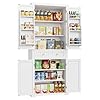 VASAGLE Pantry Cabinet 157 x 30 x 717 Inches Freestanding Tall Cupboard Storage Cabinet with a Drawer 2 Cabinets 4 Adjustable Shelves 6 Door Shelves Living Room Kitchen White UBBC561P31V2