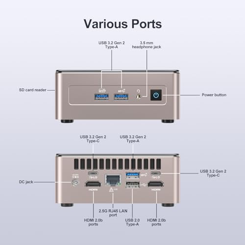 GEEKOM Mini PC A5 mit 3-Jahren-Garantie – AMD Ryzen 7 5825U (Stärker als 7430U) | 2.5G LAN | Intel NUC Mini PC Windows 11 Pro | 16GB DDR4 + 512GB SSD | WiFi 6 & USB-C Mini Computer für Gaming & Office – Bild 4