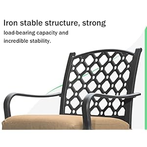 Domi Outdoor 7 pcs Patio Dining Set Metal Dining Table Swivel and Dining Chairs Conversation Set with Removable Beige Cushions for Garden Lawn Yard