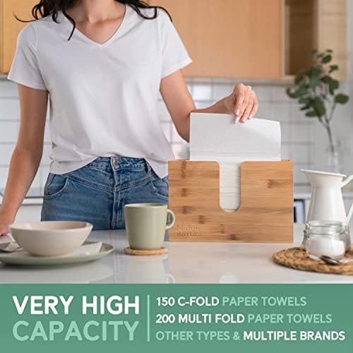 Bamboo Paper Towel Dispenser for Bathroom and Kitchen