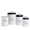 Baie Maison Large Kitchen Canisters Set of 3 Farmhouse Canister Sets for Kitchen Counter White Coffee Tea Sugar Container and Matching Kitchen Utensil Holder for Countertop Cooking Utensils Caddy