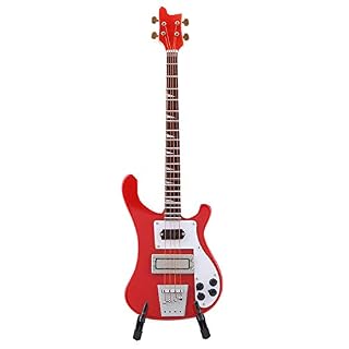 EternalCrafts Réplique de guitare basse miniature avec support et étui, ornements de modèle d’instrument - Les Beatles, Paul McCartney, John Lennon, RIngo Starr, George Harrison