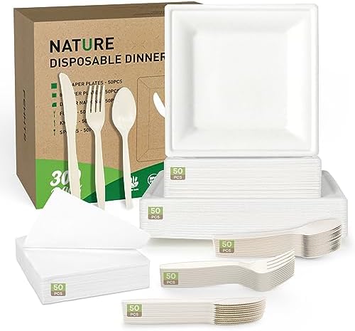 Eco-Friendly 300PC Compostable Plate Set for Parties