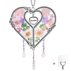 GUOER Heart Suncatcher with Pressed...